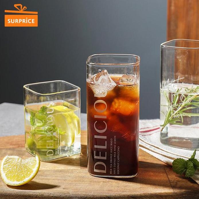 Surprice Gelas Kaca Cafe Aesthetic Tabung Polos / Gelas Kaca / Mug Cangkir / Gelas Kaca Sedotan / Ge