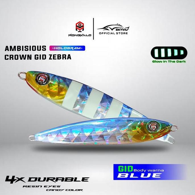 Umpan Metal Jig 30 Gram MONGKALO AMBISIOUS GID Zebra  Hologram Kipas Umpan Pancing Laut 30g Menyala 