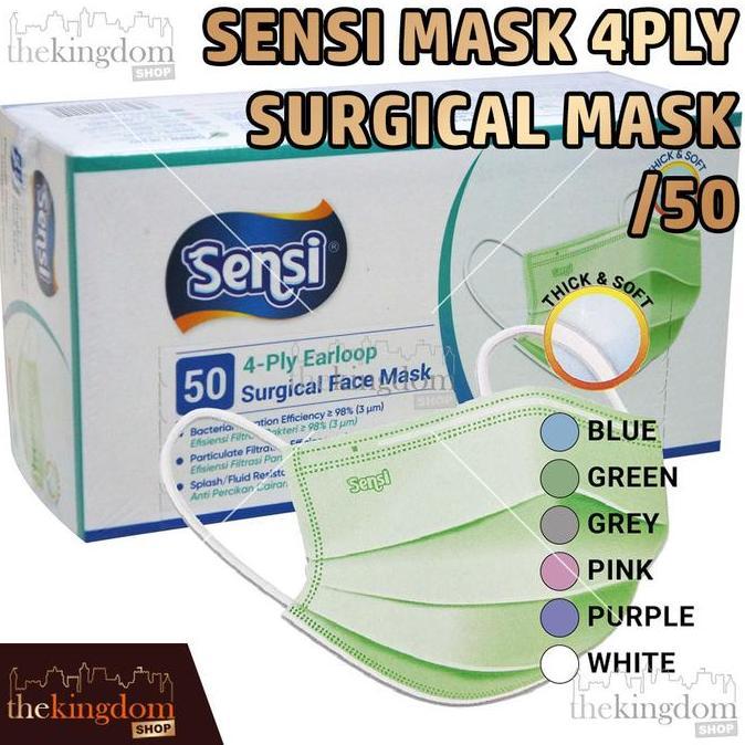 Masker SENSI Earloop Bedah Medis 4ply Surgical Face Mask 4 ply
