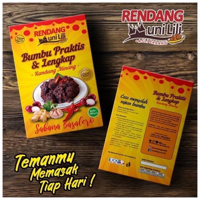 Bumbu Rendang Instan Tanpa Tambah Santan - Rendang Uni Lili Bumbu Rendang Praktis & Lengkap Utk 1 Kg