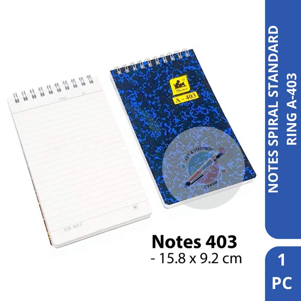 [1 PC] Notes Spiral Ring Standard A-403 Notepad Bergaris Biasa Ukuran Sedang Isi 70 Lembar