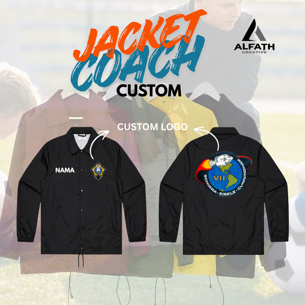 JACKET COACH CUSTOM, JAKET CUSTOM NAMA, JACKET SABLON CUSTOM LOGO, BRAND, JAKET SABLON CUSTOM LOGO