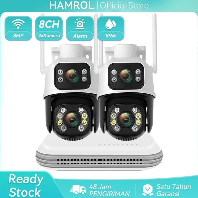 TERLARIS HAMROL PAKET CCTV 10 CHANNEL WIFI NVR + 2 KAMERA PTZ 8MP OUTDOOR WIRELESS CAMERA