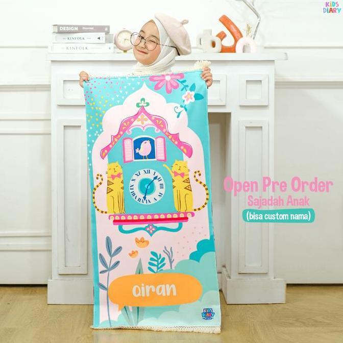 Sajadah Anak Custom Nama Sablon Motif Sajadah Printing Anti Slip Muslim Travel Waterproof LJ