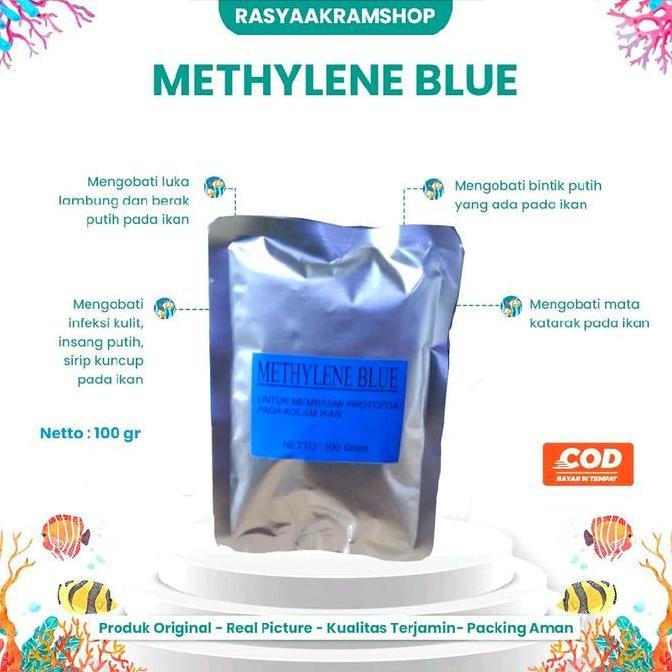 Duniaikanqita- Methylene Blue Bubuk 100 Gram / Methylene Blue Bubuk /100Gram/ Obat Biru Ikan