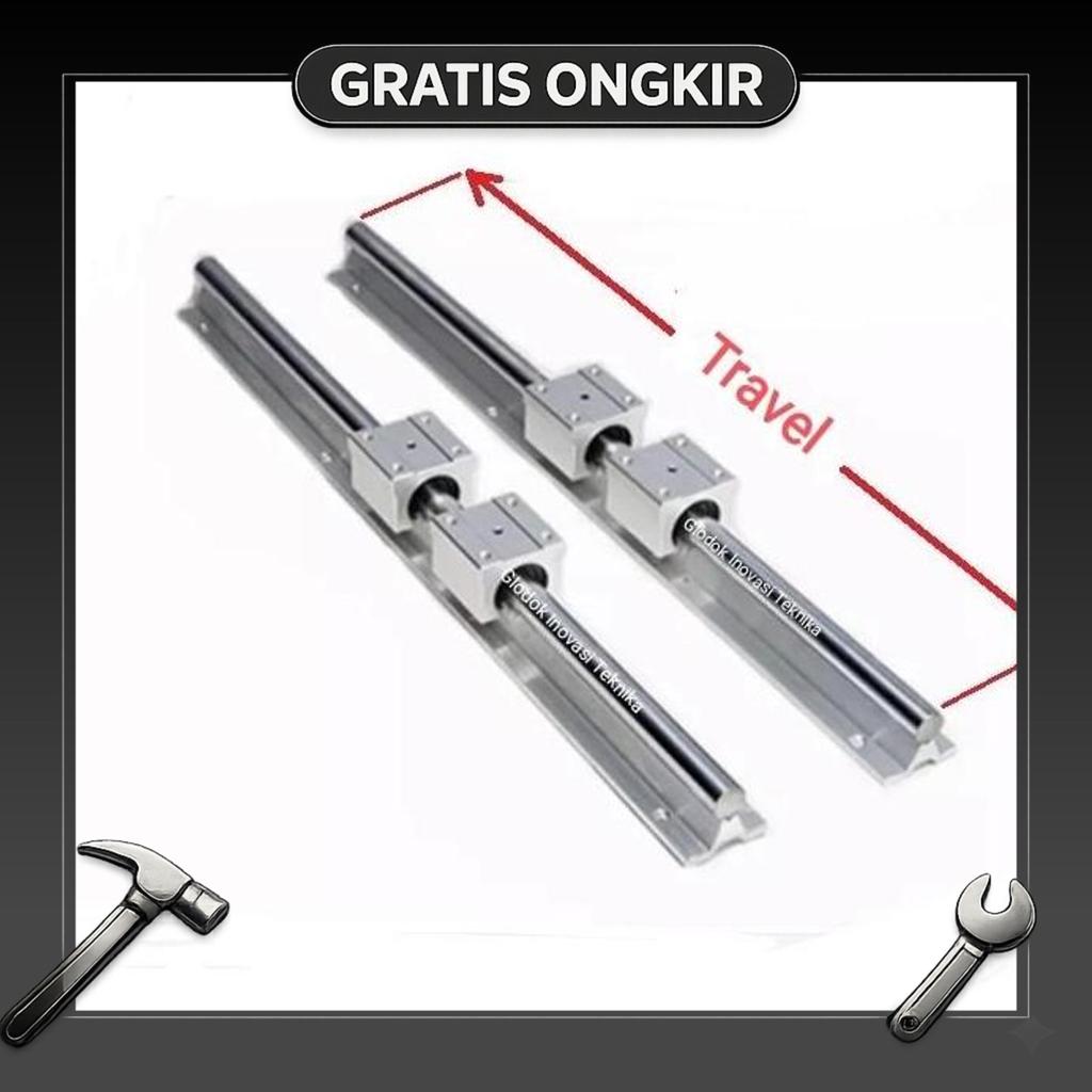Paket Set Rail Guide Linear Sbr12 Sbr 12 Shaft + 4 Block Sbr12Uu