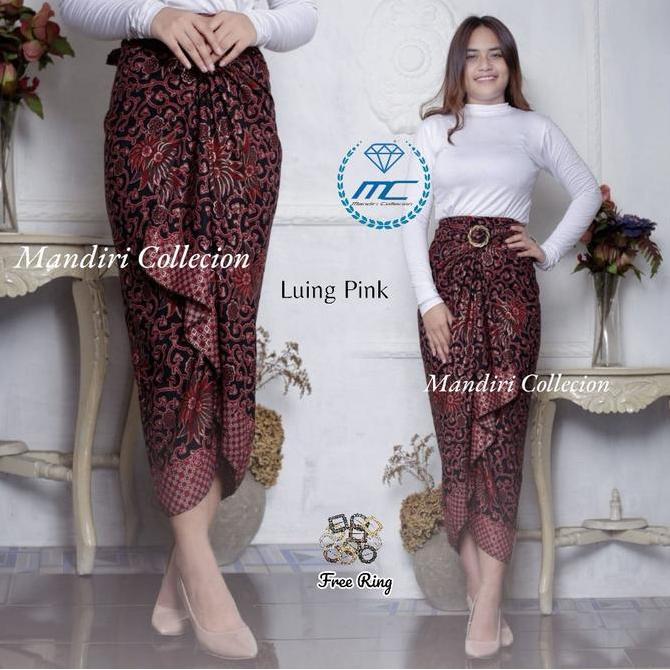 MURAH LEBAY Rok Lilit Motif Batik Megamendung Silver Bawahan Wanita Kebaya Wisuda Kondangan Tunangan