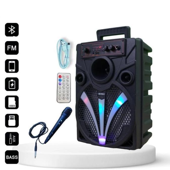 Promo Speaker Qs 7806 Bluetooth Karaoke Kimiso Portable Free Mic + Remote