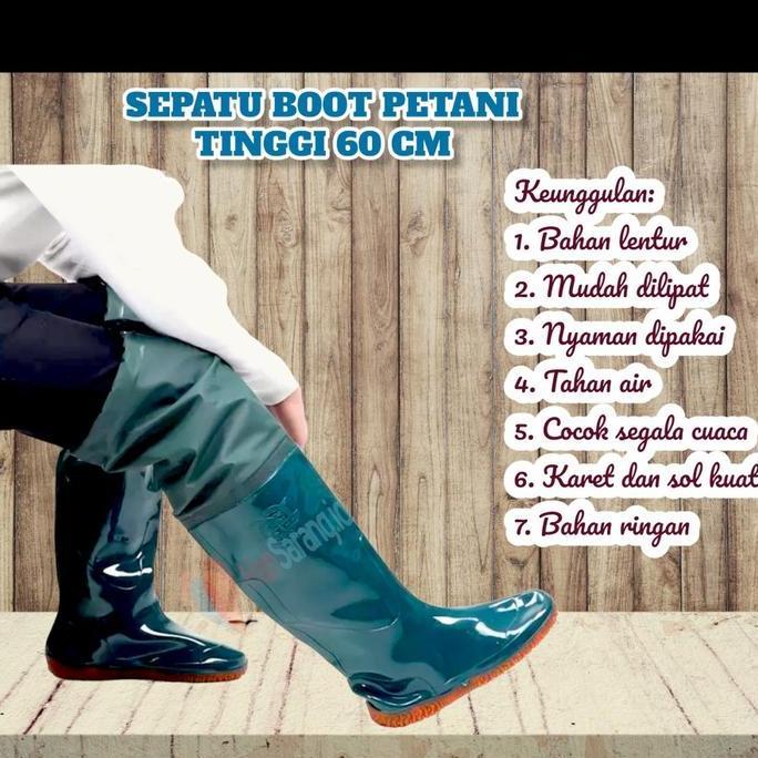 TERLARIS SEPATU BOOTS PRIA KARET PANJANG BOOT KE SAWAH LADANG MANCING 60 CM
