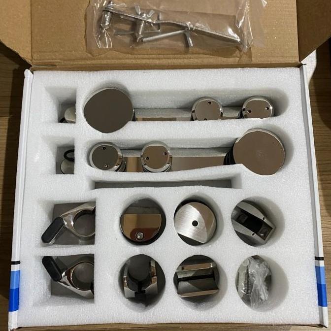 Set Acc Roda Pintu Kaca Sliding Glass Frameless Door Bracket Ke Tembok