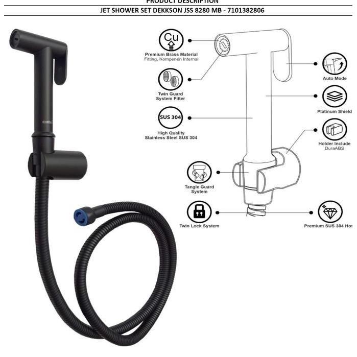 JET SHOWER SET DEKKSON JSS 8280 SSS Complete Hose 120 Cm Keran Semprot Cebok Closet Duduk Jet Washer