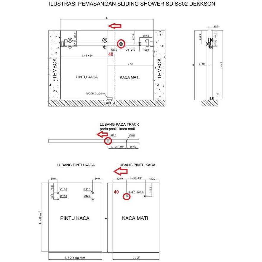 SLIDING SHOWER GLASS DEKKSON SS02 ACC MATT BLACK Single Door Accessory Only Complete Glass Sliding H