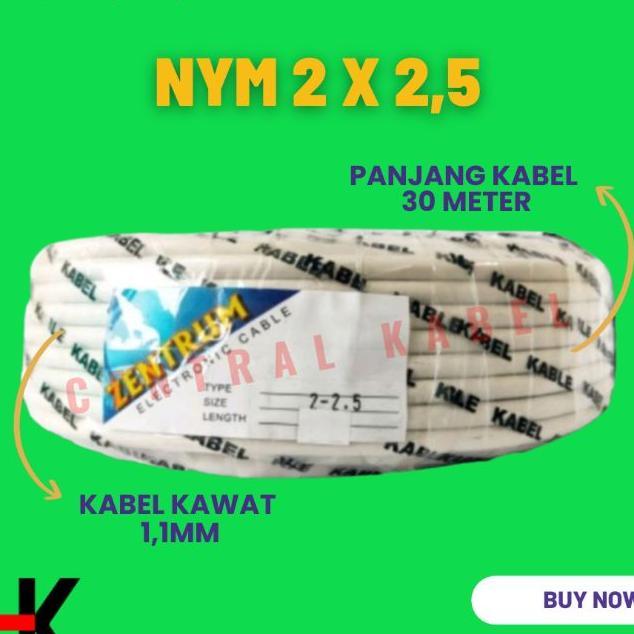 Kabel Listrik Kawat Nym 2 X 2,5 (30 Meter) Hitam / Putih