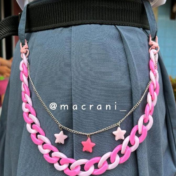 Ready Khusus PINK Charm Rantai Tas Gantungan Rantai Celana Jeans Warna Warni Rantai Keychain