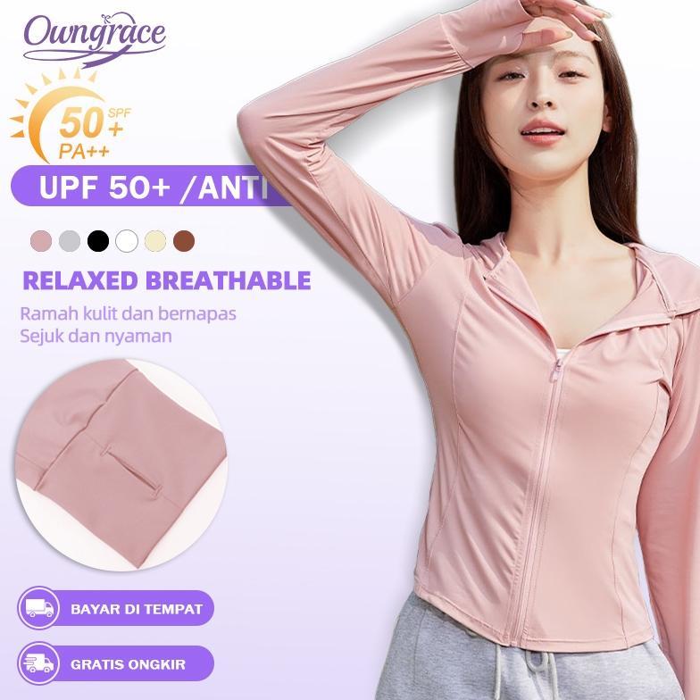 Grade Ori Owngrace Jaket Olahraga Wanita Lengan Panjang Jaket Hoodie Wanita Sport Uv Upf50+