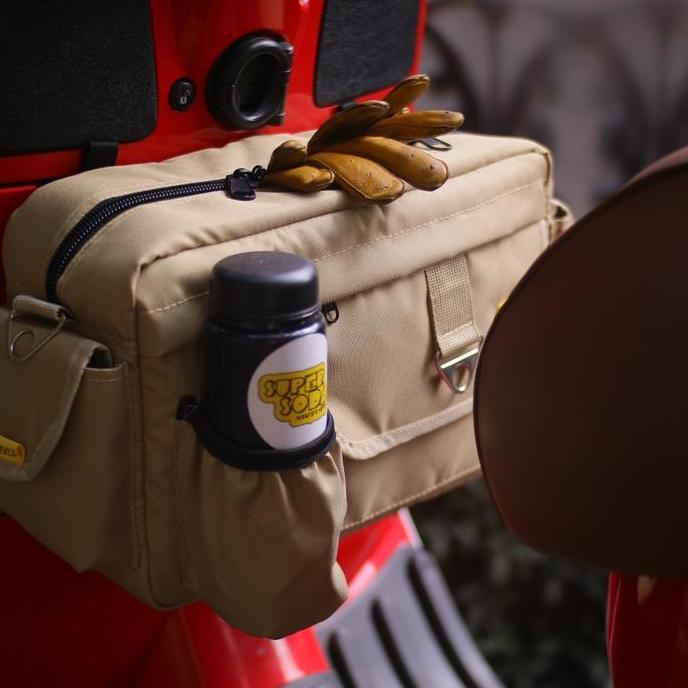 TAS BAGASI VESPA TAS VESPA MOTIF WARNA COKLAT KHAKI SIZE BESAR TOURING