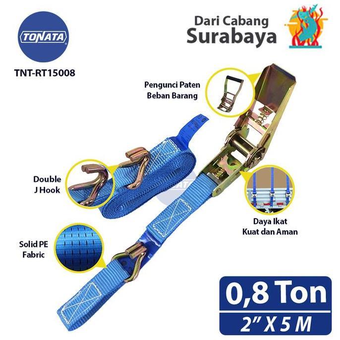 TERLARIS RATCHET TIE DOWN 1" X 5M / CARGO BELT 0.8 TON / TALI PENGIKAT BARANG