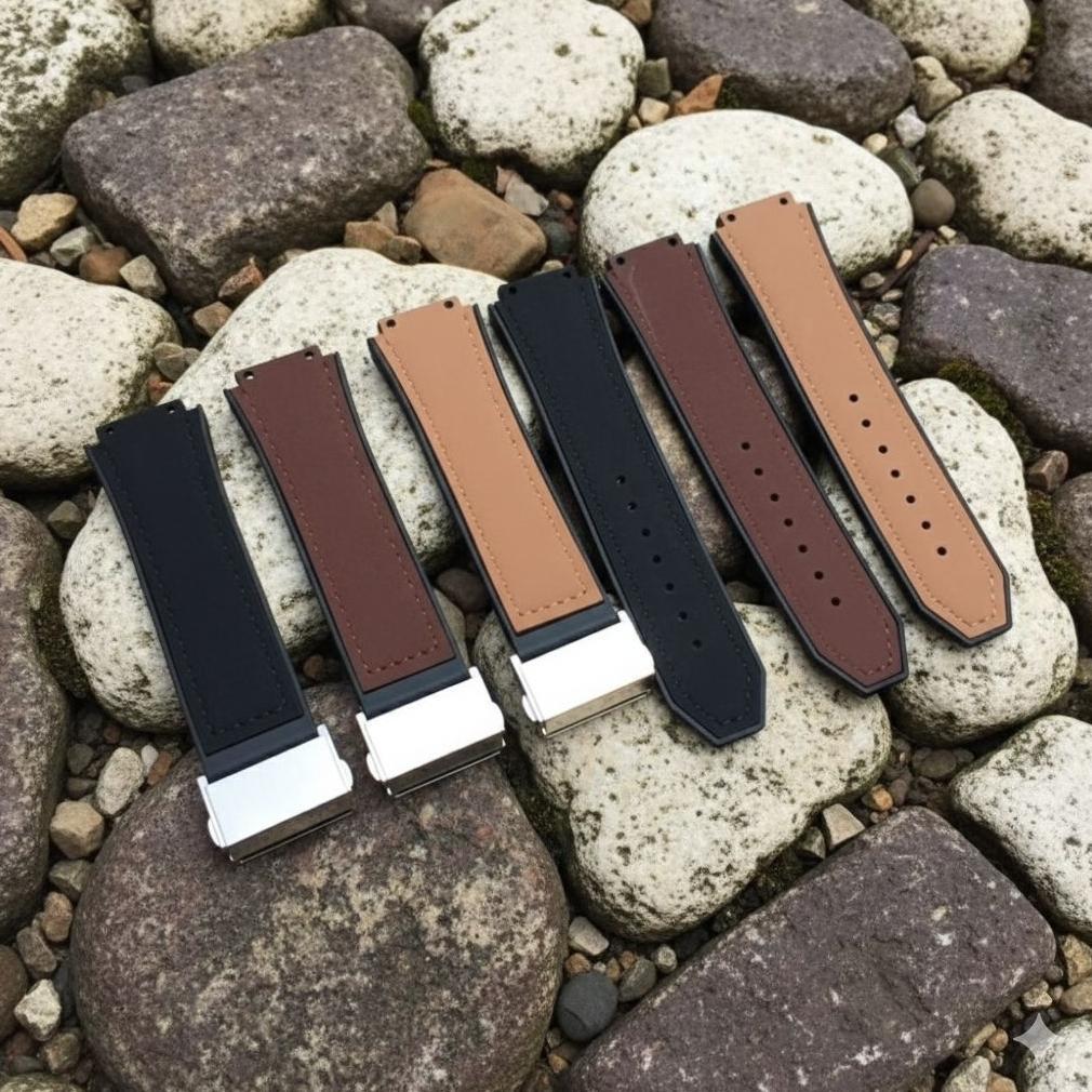 Hublot Strap jam tangan Rubber lapis kulit Tali Hublot Geneve Big Bang 24mm include Buckle aksesoris