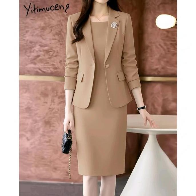 KEKINIAN [Alana] Setelan Blazer Wanita & Dress Elegant/Setelan Kerja Dress Wanita Premium KEKINIAN