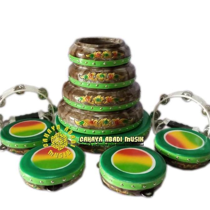 Rebana 1 set lengkap 11 alat komplit laski pelangi polos ukir m, yunus