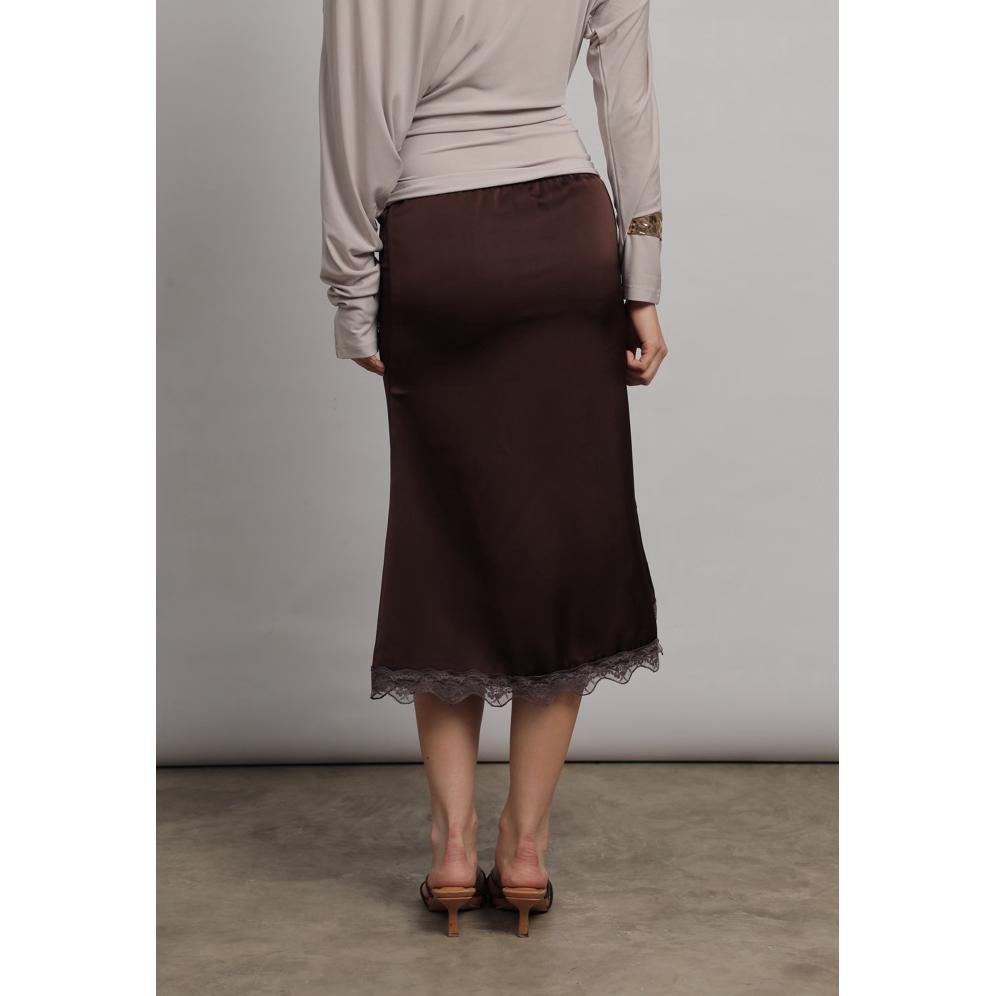 BEUBIE - Luna Lace-Satin Skirt - Midi Skirt - Satin Skirt