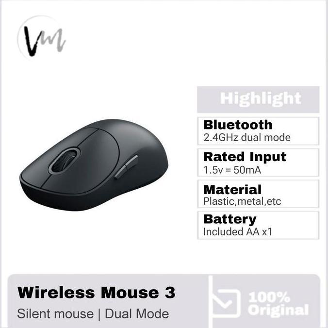 Xiaomi Wireless Mouse 3 Bluetooth 2.4GHz DualMode 1200DPI USB Receiver