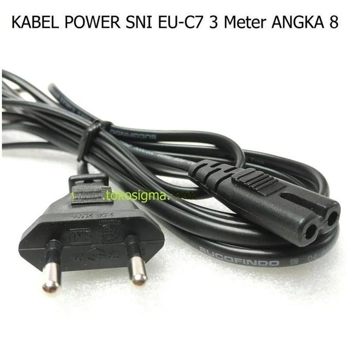 Cod,Bisa- Kabel Power Cord C7 Sni 3 Meter 3M 300Cm Bentuk Angka 8 Untuk Printer Radio Charger Proyek