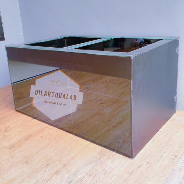 Aquarium Custom 100x60x50 Dasar 10 keliling 8 mm Full Oracal Hitam PO