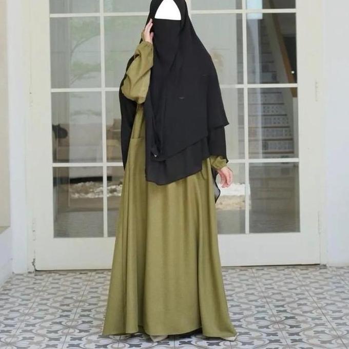 Gamis Syar'I Polos Dewasa Bahan Katun Madinah