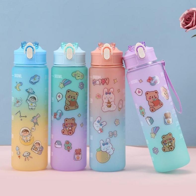 NEW PRODUCT Botol Minum 1 Liter Botol Minum Gradasi Sport Tumblr Bottle Motivasi Tempat Air Minum Tr