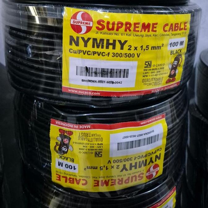 TERBARU - Kabel NYYHY 2 x 1.5 mm Supreme Hitam 1 Roll 100 meter NYYHY 2 x 1,5 mm