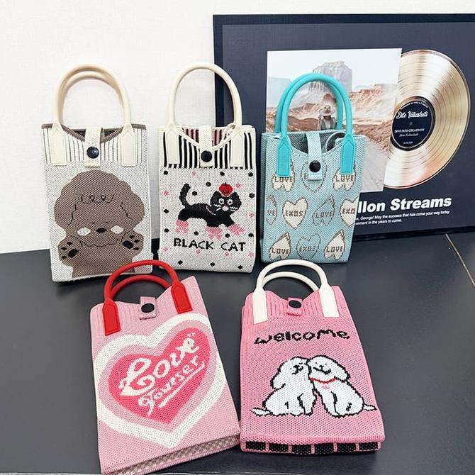 Tas HP Mini Rajut Selempang Sling Bag Rajut ringan Dan tebal