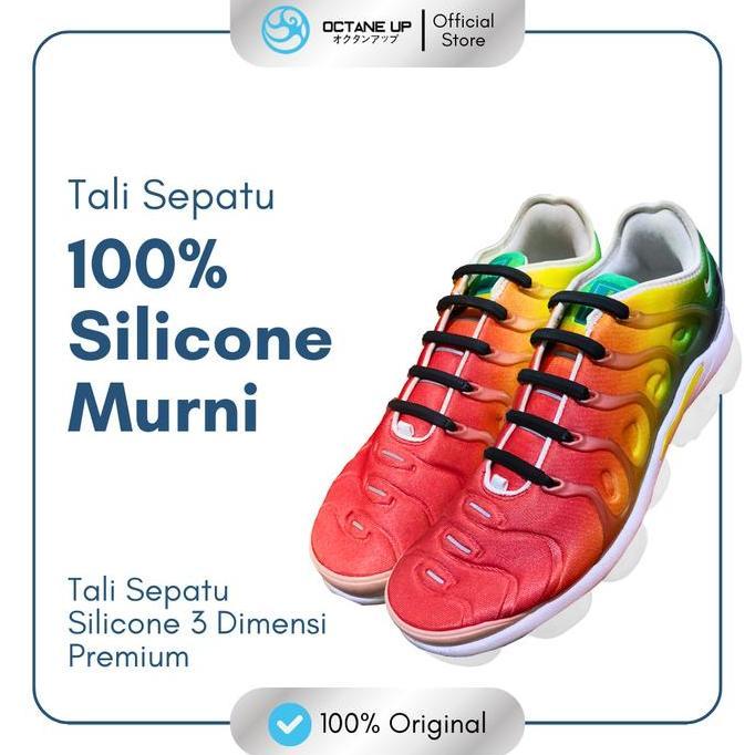 Octane Up Tali Sepatu Silicone 3 Dimensi Premium Hitam Putih Mata Itik Kecil & Besar 100% Original M
