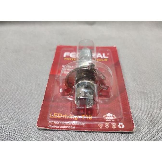 TERLARIS LAMPU LED MOTOR FEDERAL LEDRIVING T19 H4 H6 MOTORCYCLE BULB PUTIH