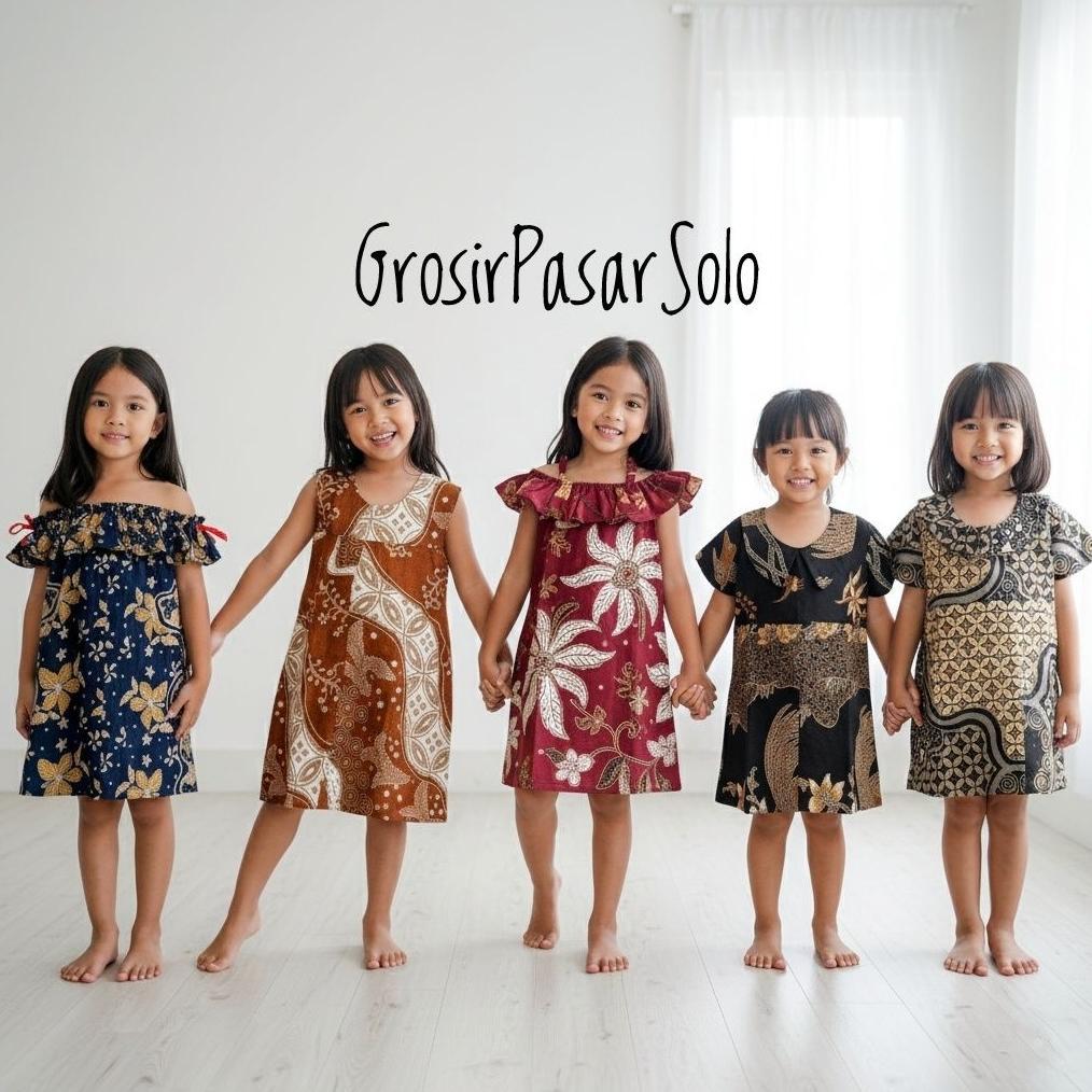Termurah  Dress Batik Anak Perempuan Katun Perca 3 Ukuran