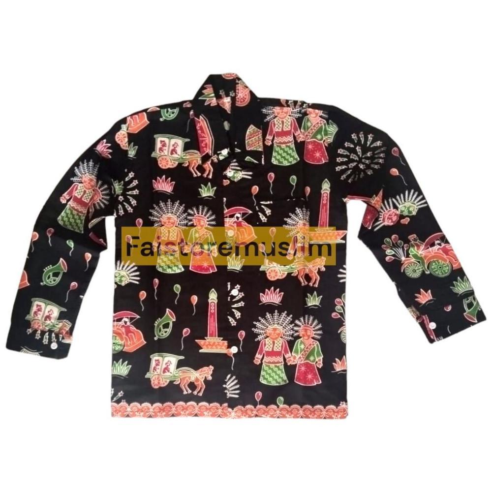 Promo  Seragam Batik Ondel Ondel Anak Lengan Panjang Motif Ondel Betawi Seragam Sekolah Sd Batik