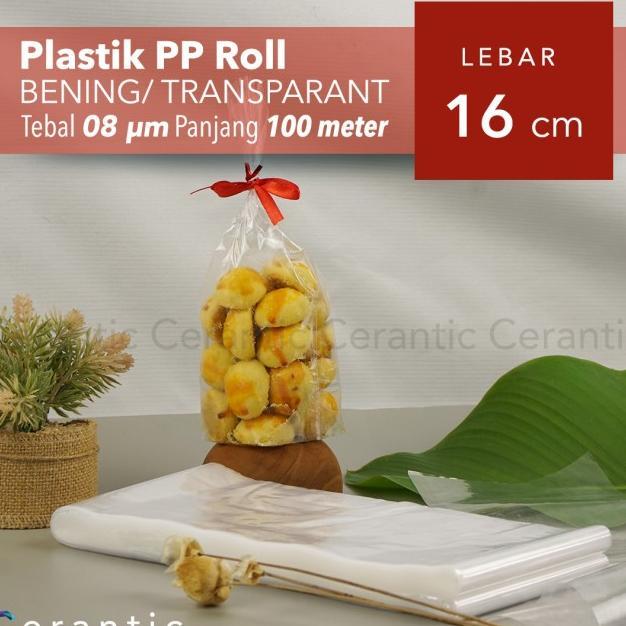 Plastik Pp Roll Lebar 16Cm Tebal 08 Bening Panjang 100 M