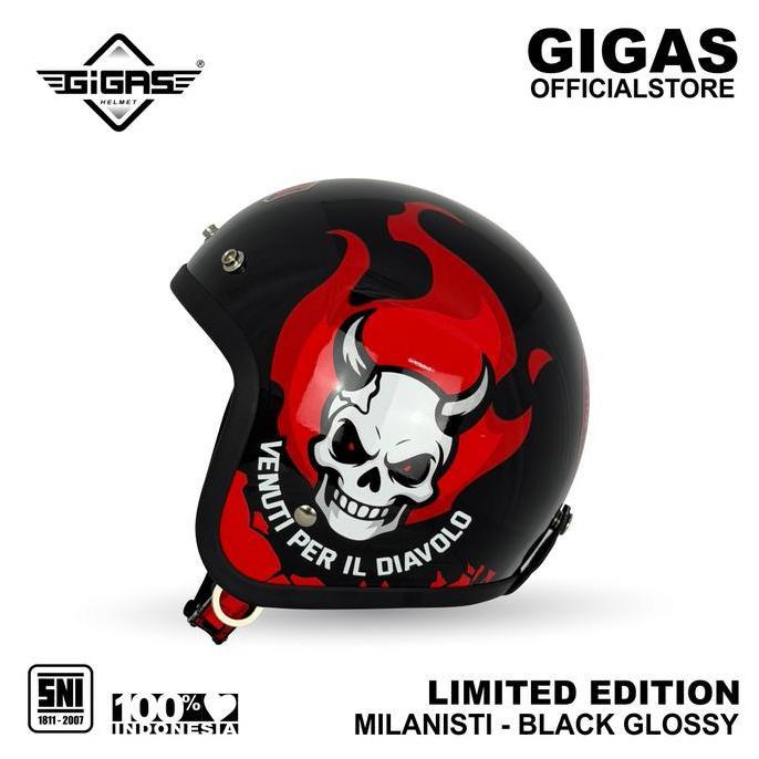 HELM RETRO GIGAS MILANISTI BLACK GLOSS