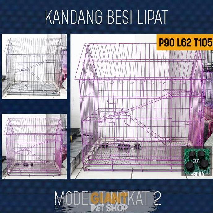 NEW KANDANG KUCING Jumbo XXL 90 Tingkat 2 | KANDANG Besi Model Rumah