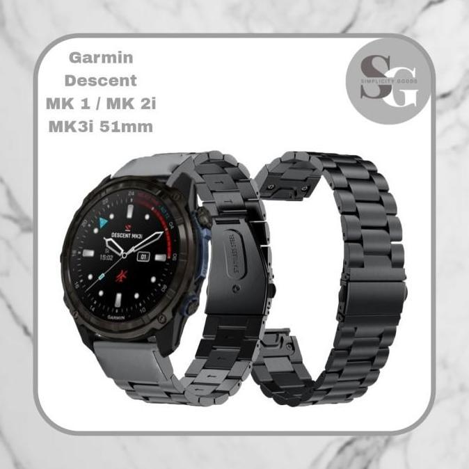 TERLARIS - STRAP GARMIN DESCENT MK1 / MK2I / MK3I 51MM SMARTWATCH STAINLESS STEEL 3 BEADS TALI JAM T