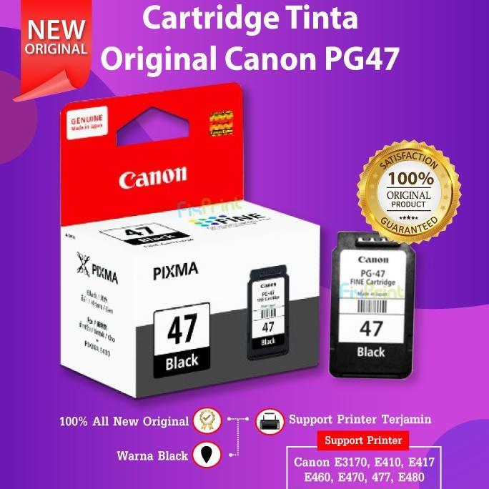 Bolehdijamin- Canon Pg47 Pg 47 Black Cartridge Tinta Printer E3170 E3370 E3470 E470