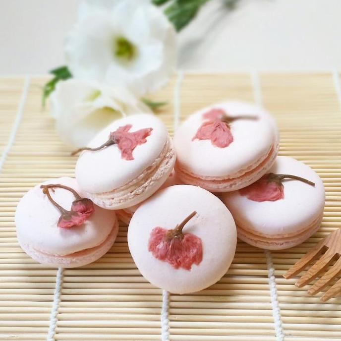 Torta- Bunga Edible Sakura Macaroon Hiasan Cake Puding Kue Teh Topper Flower