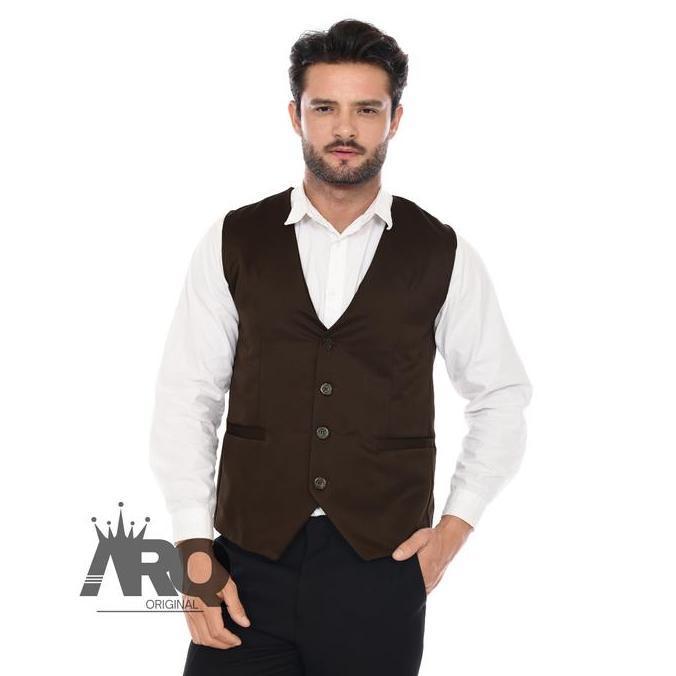 Uomo- Rompi Jas Pria Warna Hitam Waistcoat Korea Formal Kekinian Premium Casual Keren