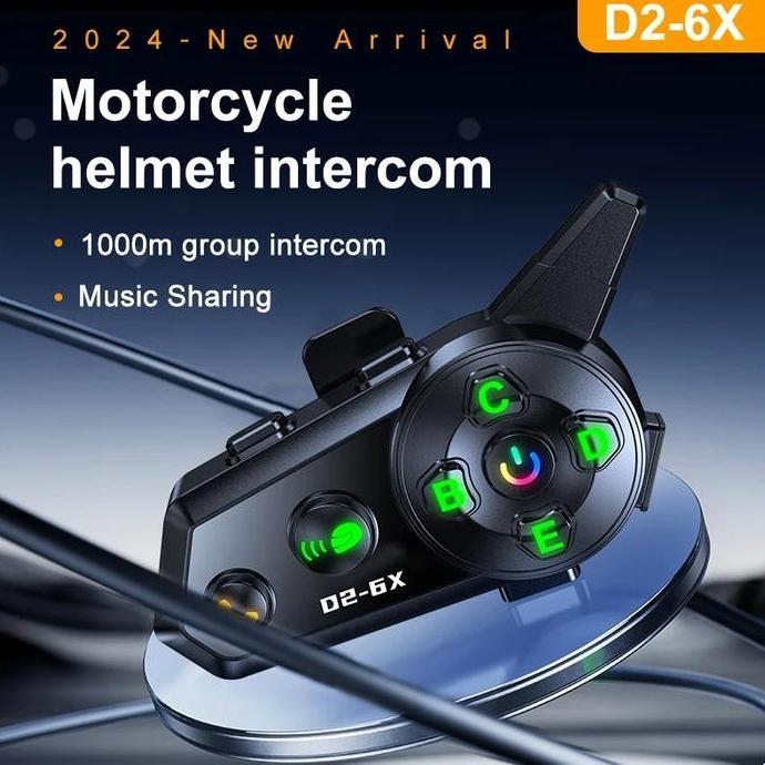 Intercom Helm Bluetooth Headset 6 Riders Call IP66 1000mah - D2-6X