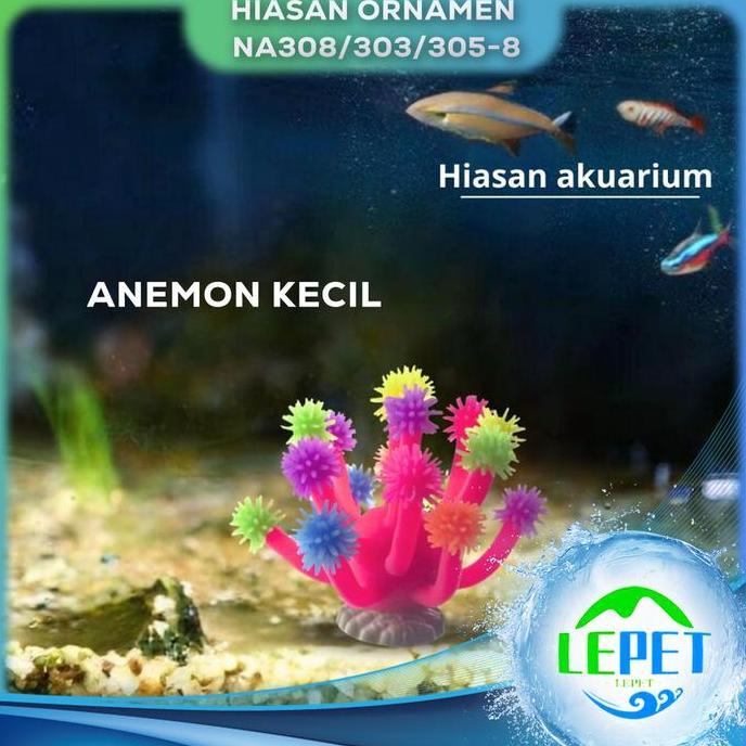 mamduhsikar77 - lepet hiasan aquarium na308/303/305-8 anemon kecil hiasan jelly silikon aquarium
