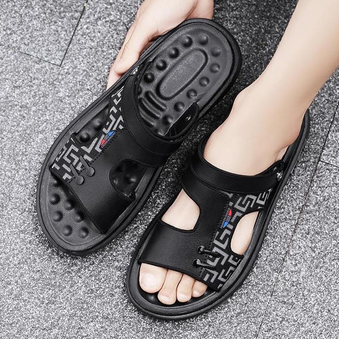 Sandal Pria [Cod] Sandal Selop Pria Motif Unik Ringan & Nyaman Tahan Lama Desain Terbaru Untuk Santa