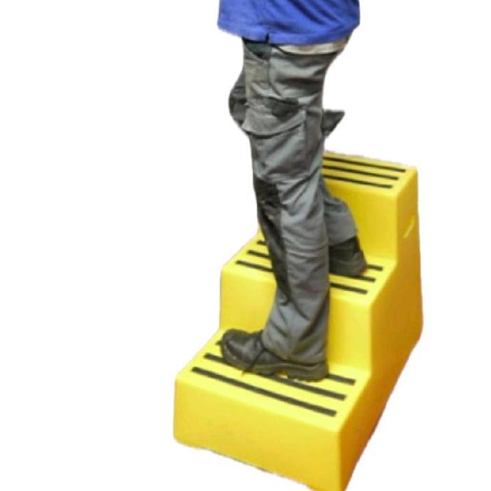 Excelsior Tangga Pengaman Tugas Berat 3 Langkah 260kg Anti Selip Tahan Kimia Kuning 790x620x500mm