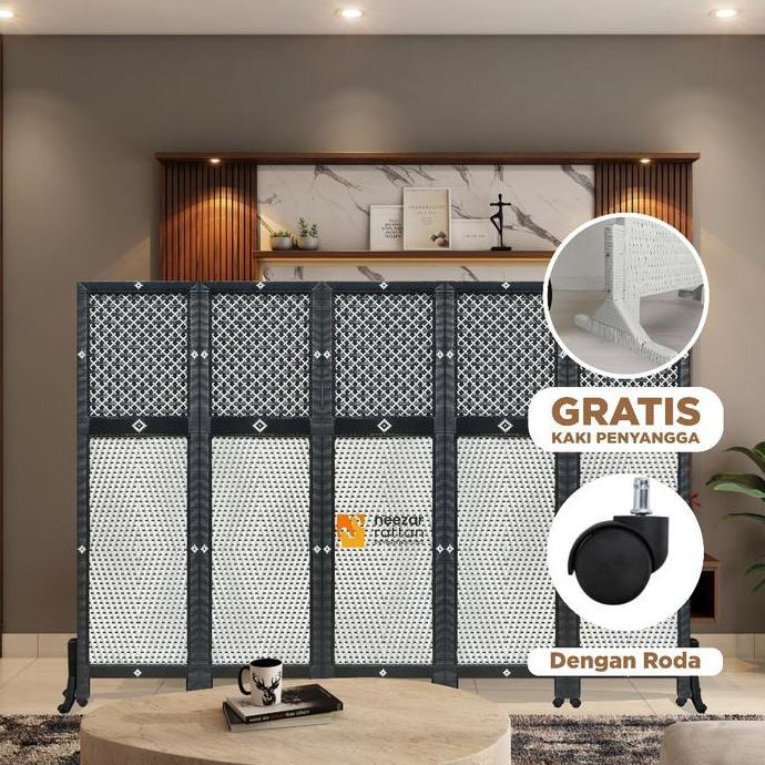 NEEZAR RATTAN READY STOCK Sketsel Rotan No.19 5 Pintu | Pembatas / Penyekat / Partisi Ruangan Kantor