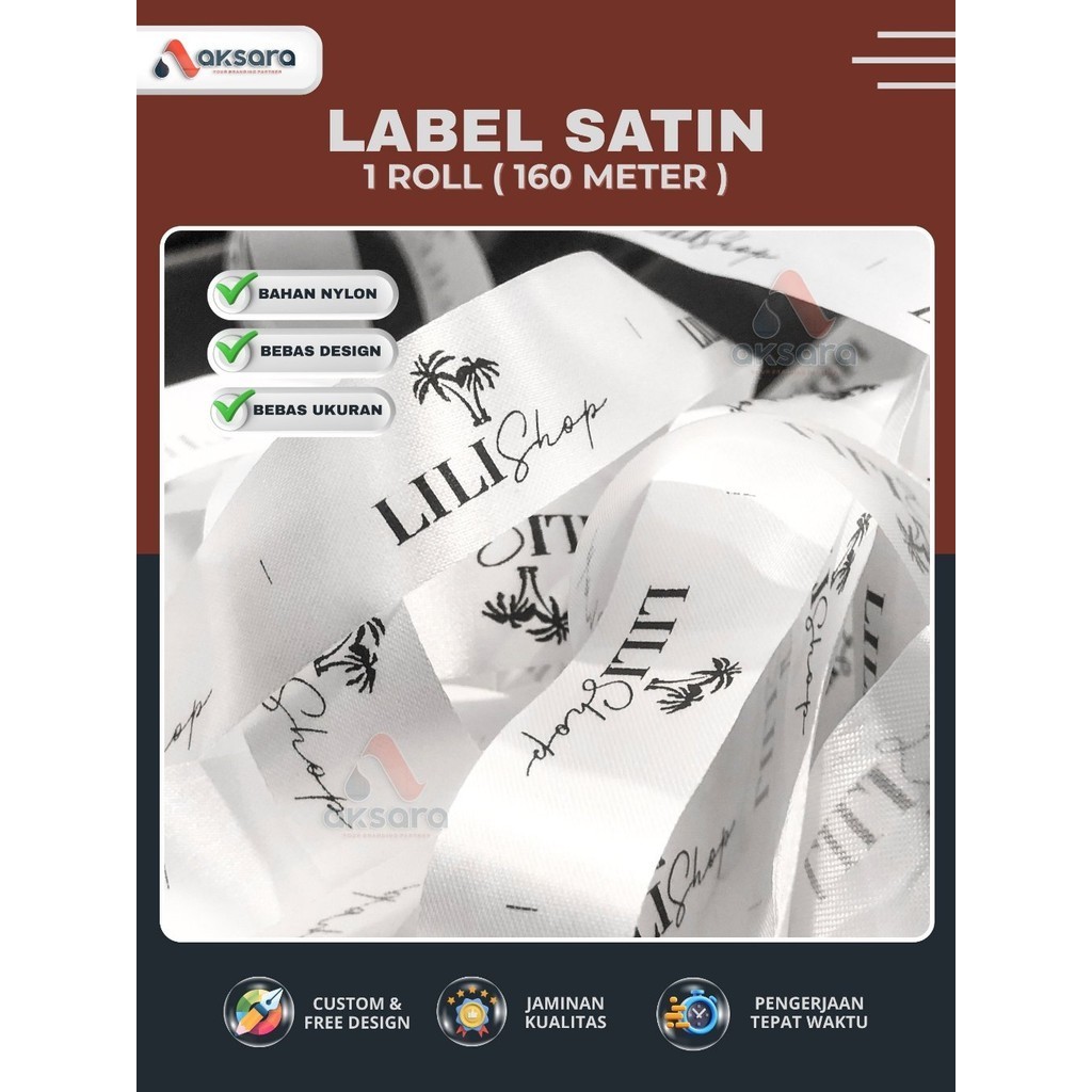 1 ROLL LABEL SATIN Label Baju Label Pakaian Label Mukena Label Hijab Label Baju Muslim Label Distro