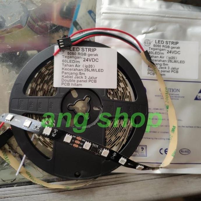 TERBARU - Led Strip Flexible 5050 RGB Gerak WS1903 24V 60 Led/M IP20 24 Volt